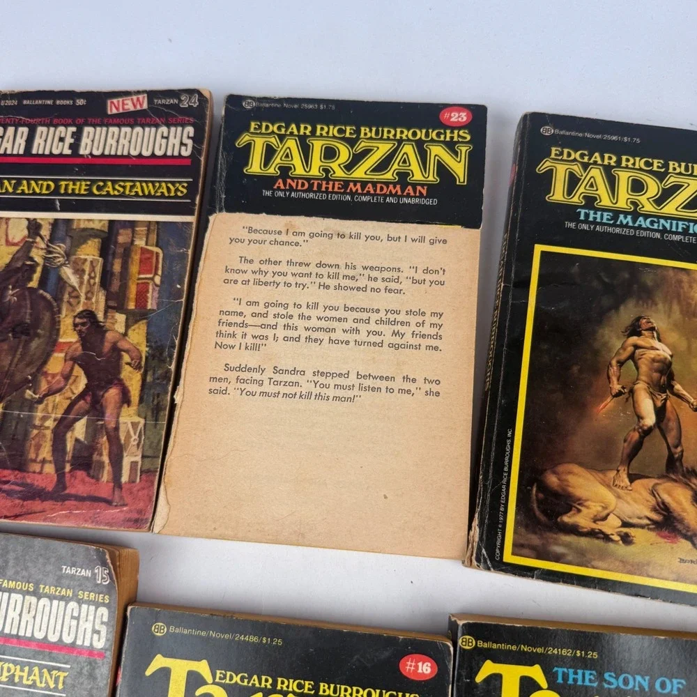 Edgar Rice Burrohghs Lot of 10 Paperback Vintage Tarzan Books